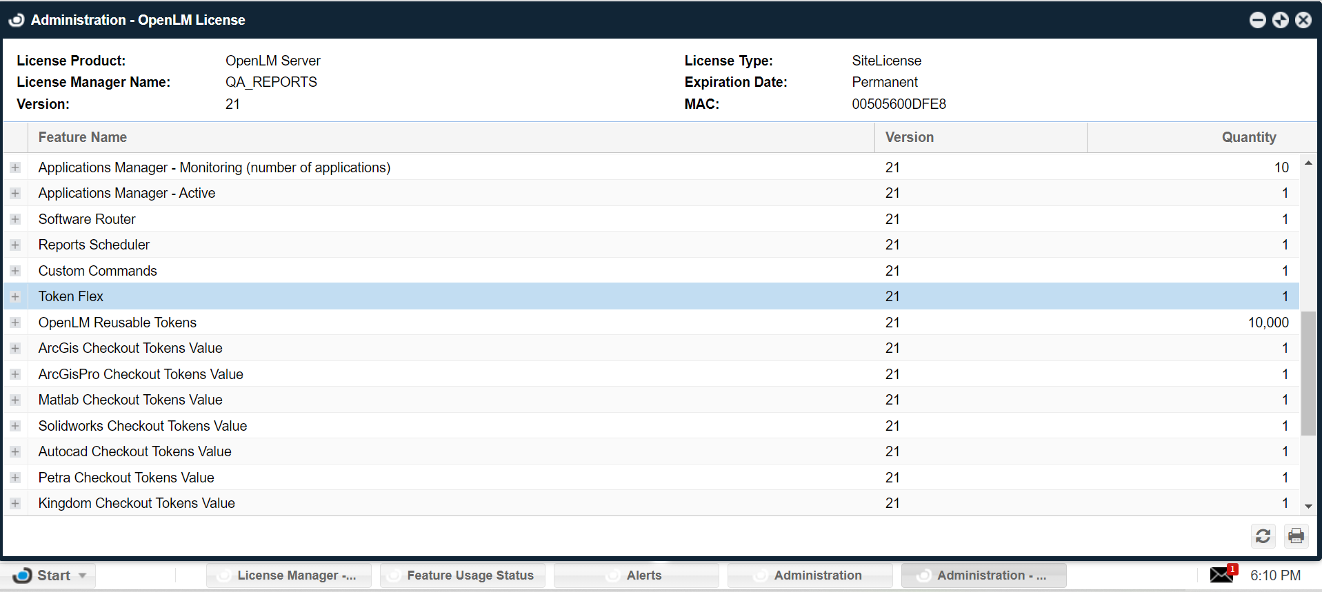 Administration OpenLM License