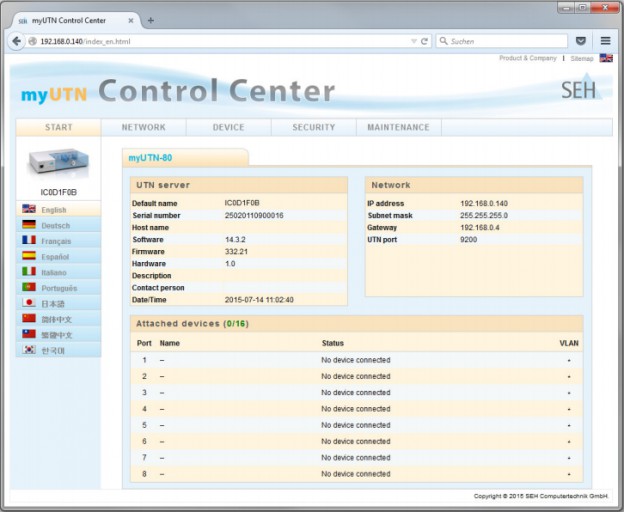In the Control Center, note: