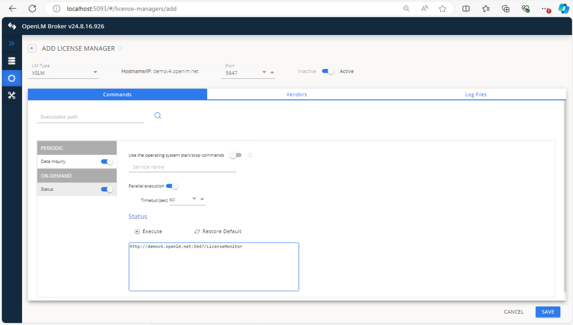 In Vendors, click Add Vendor, enter VSLM, and click Continue. IMAGE 171