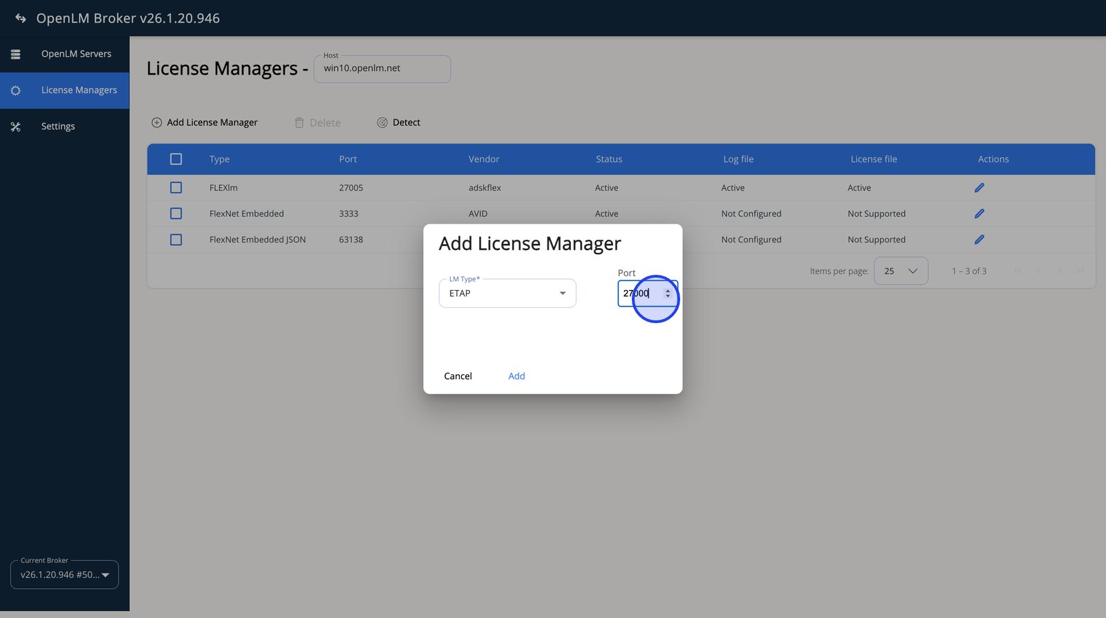Updated port value for ETAP license manager