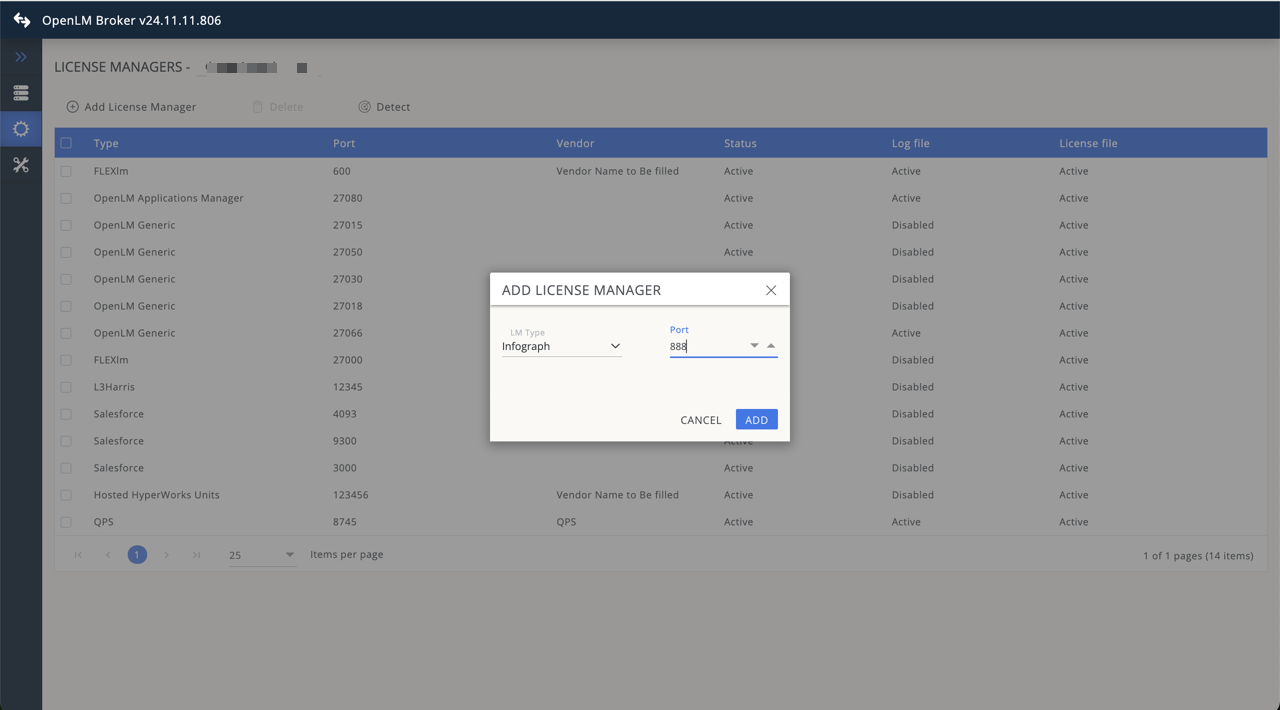 Adding InfoGraph License Manager in OpenLM Broker