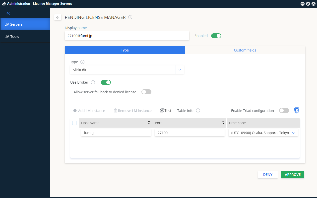 SlickEdit license server approved in OpenLM Web Interface.