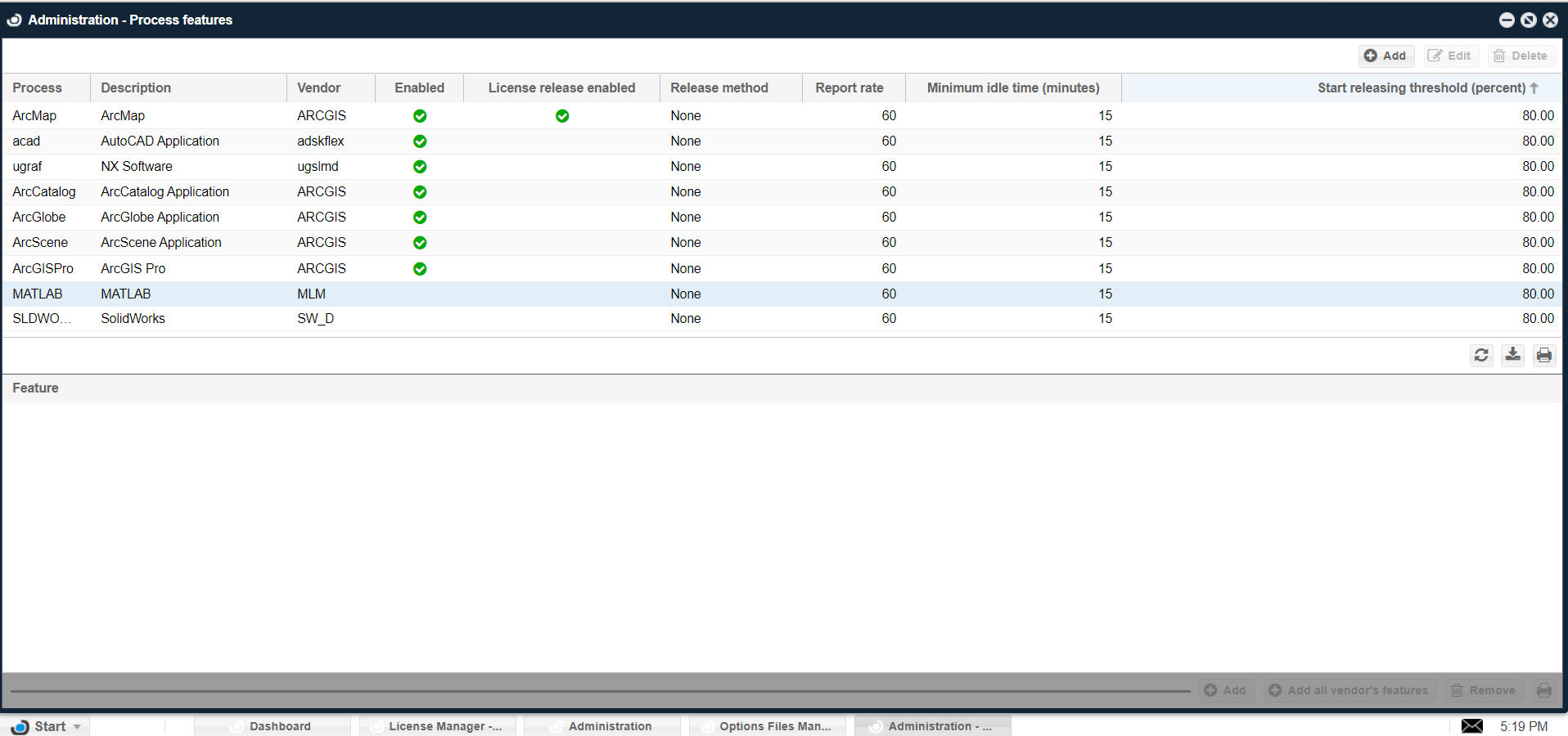 Administration - Process Features