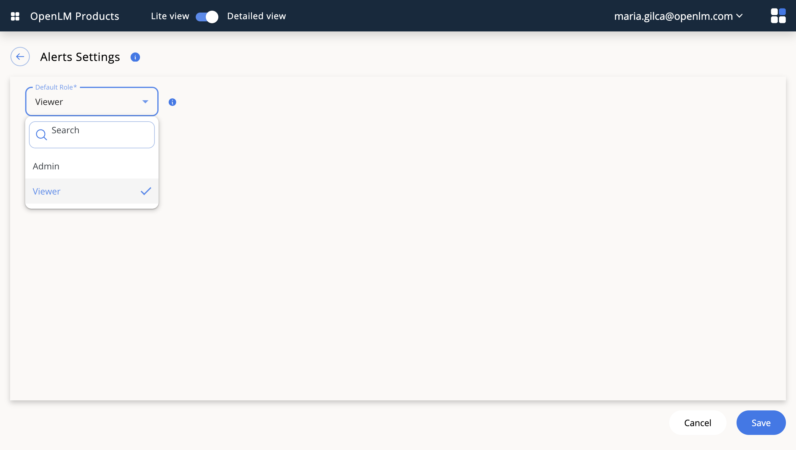 Default role settings for a product