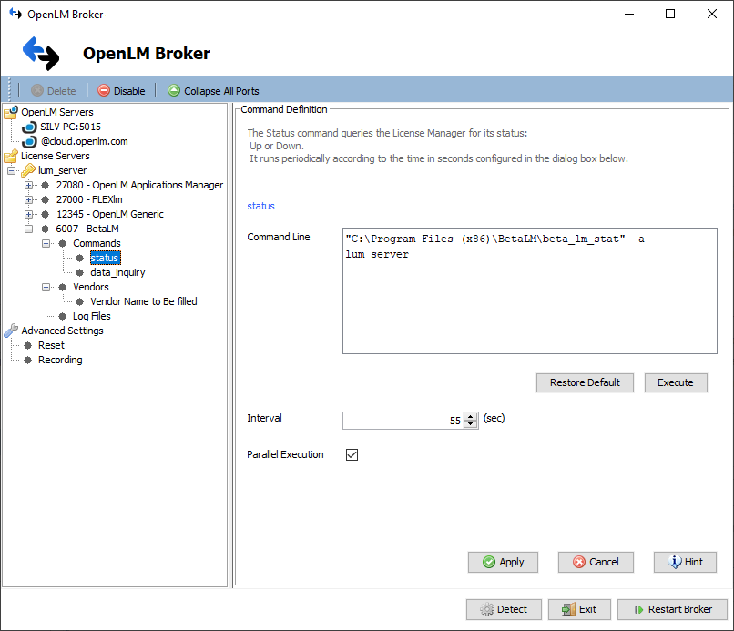 Broker command configuration