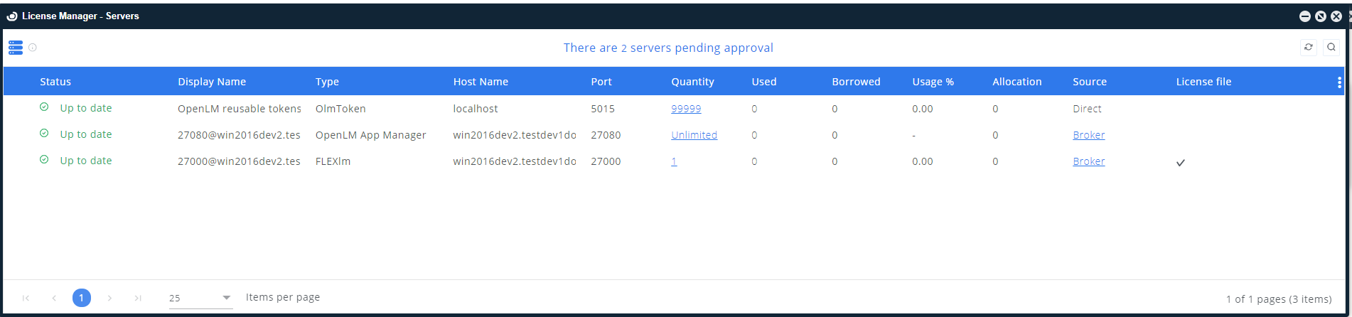 UniSim license manager with active connection