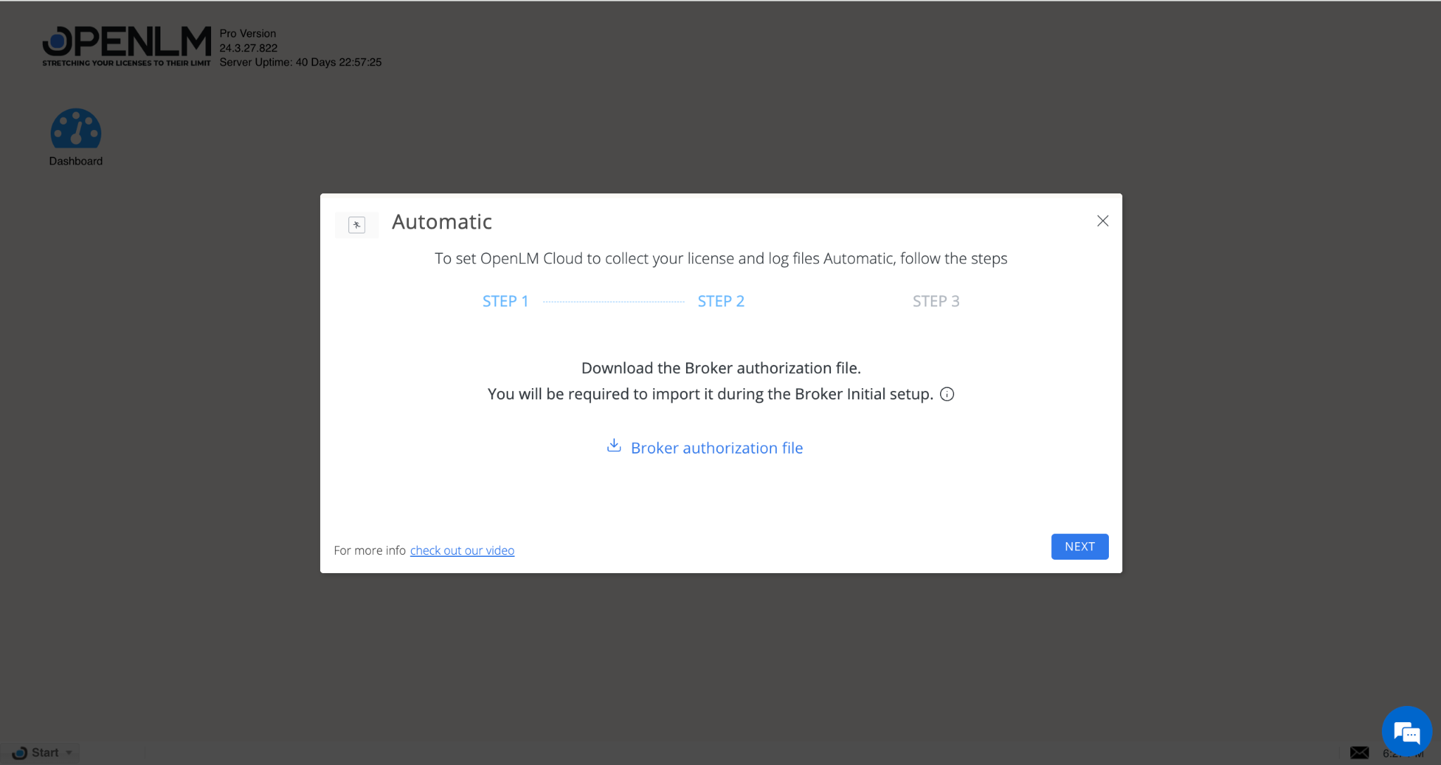 Figure 14: OpenLM Cloud Welcome tour guide - Download Broker authorization file