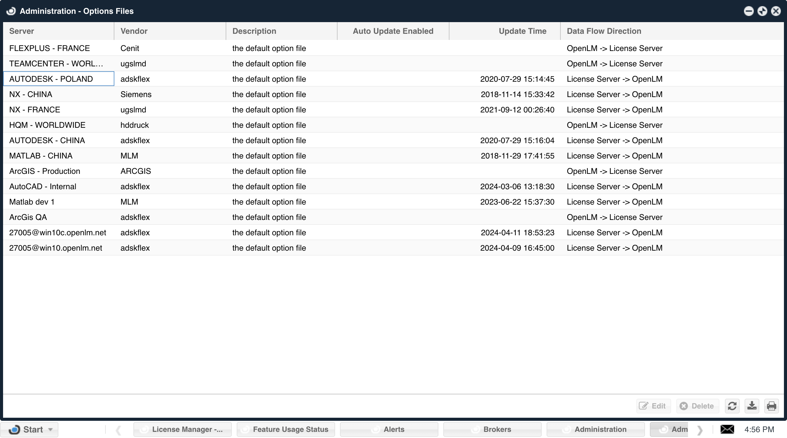 Administration - Option FIles