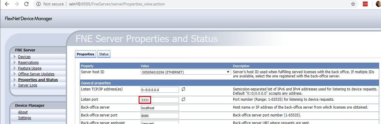 Finding the FlexNet Embedded server’s port