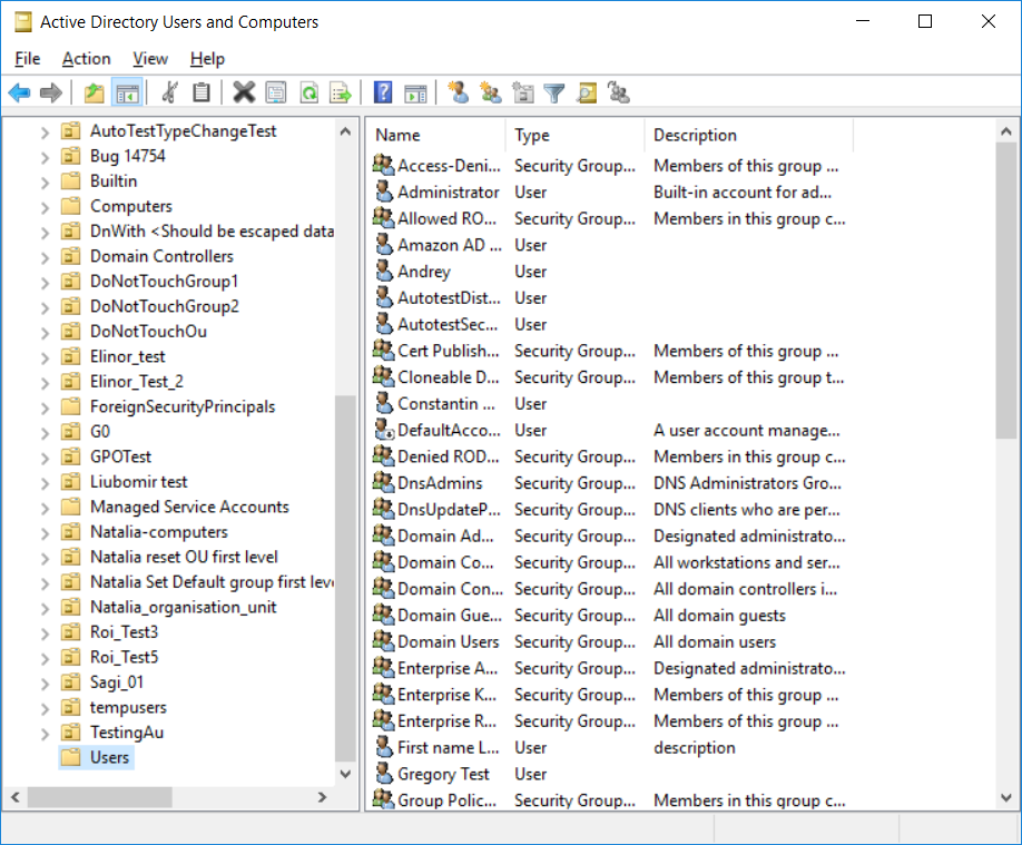 Active Directory Users and Computers ツール