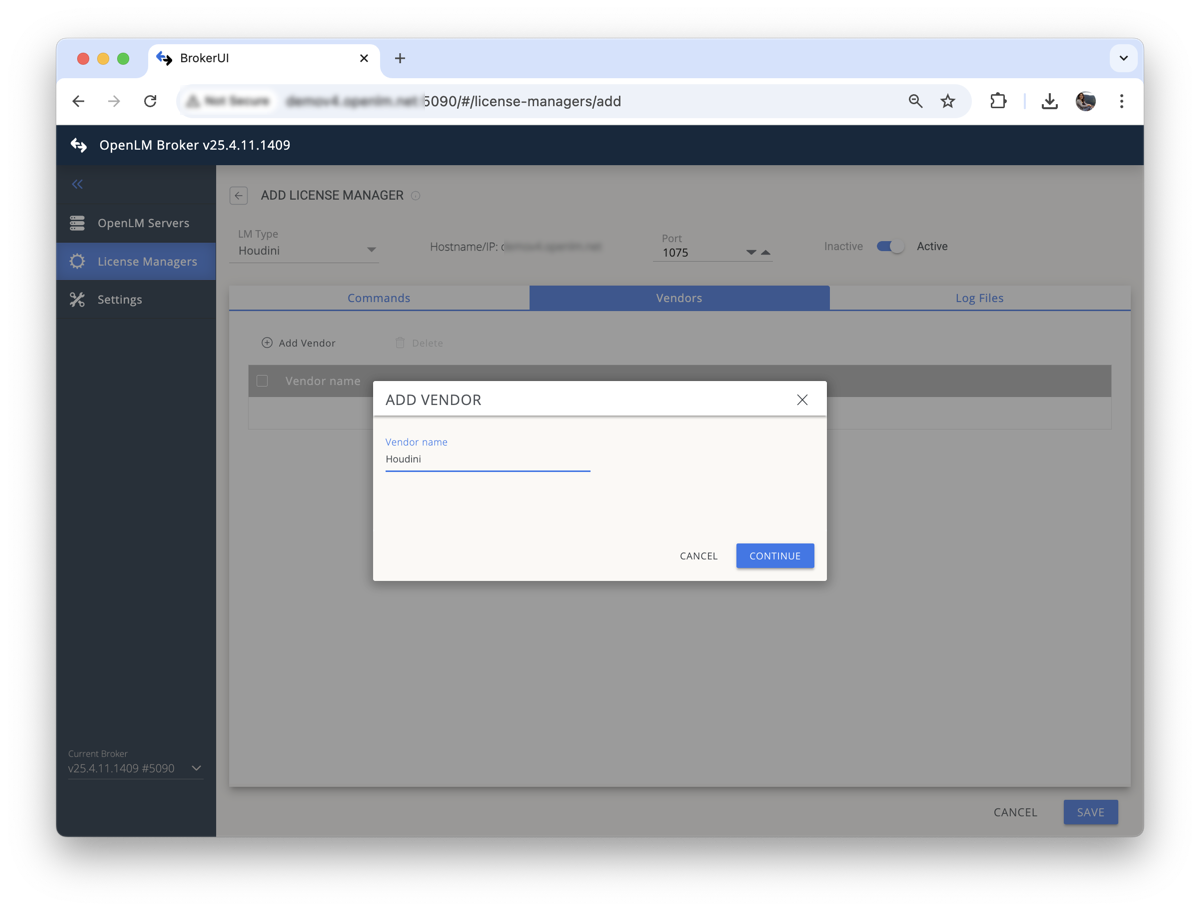 Adding Houdini vendor in OpenLM Broker