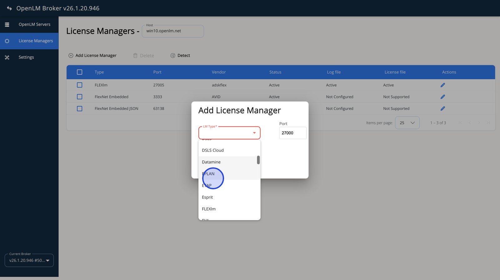 LM Type に ETAP を選択