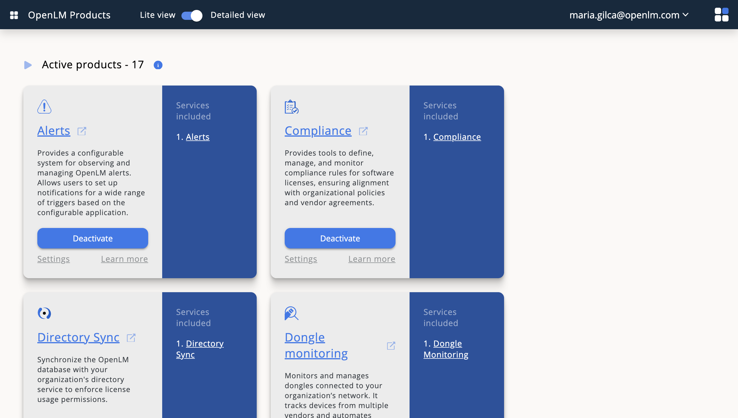 OpenLM Products page