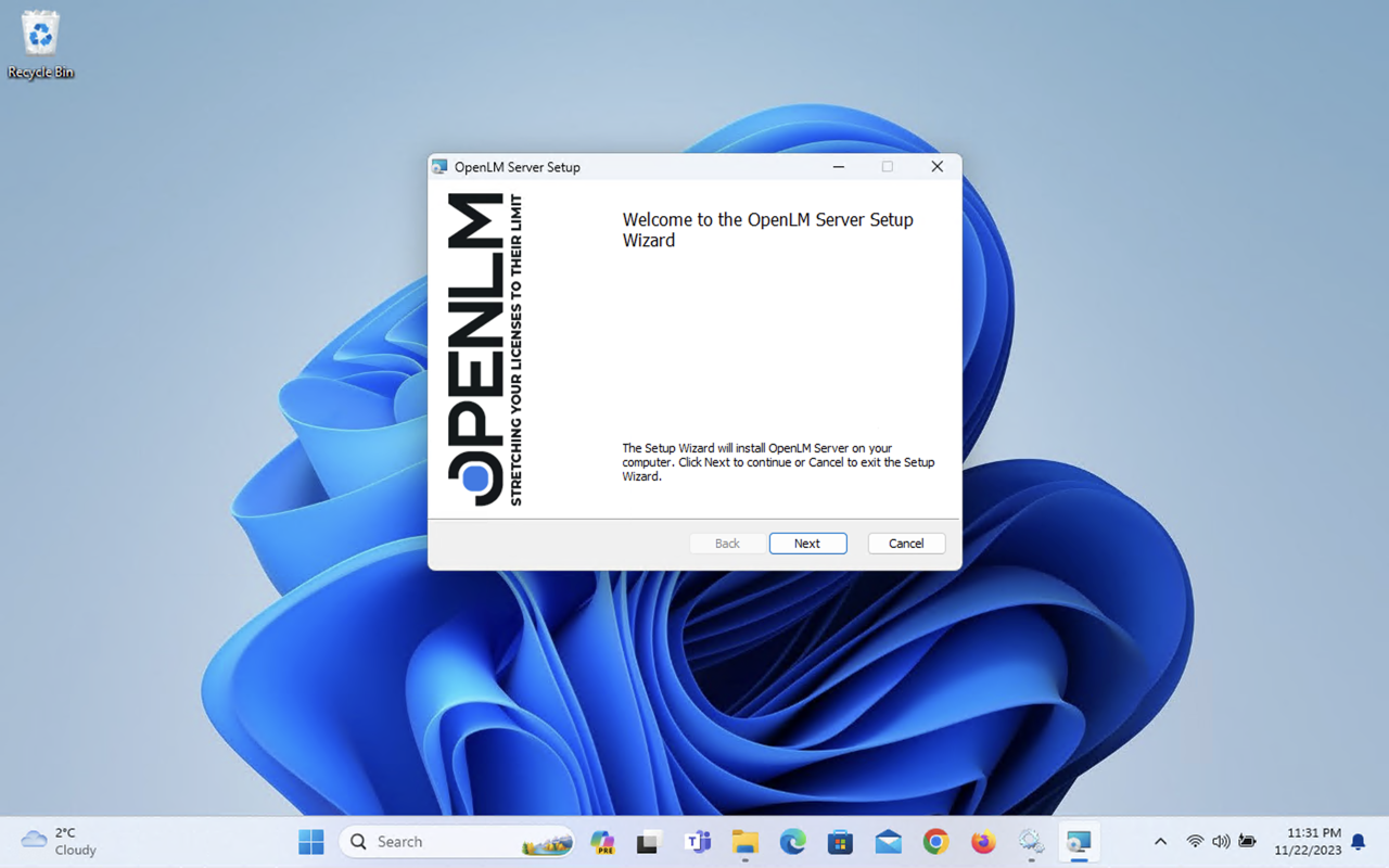 OpenLM SLM upgrade wizard welcome screen