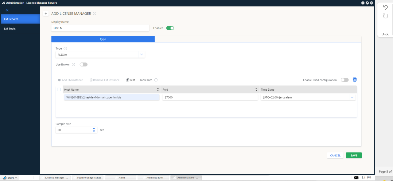 Configuring OpenLM For FlexLM License Manager Interface